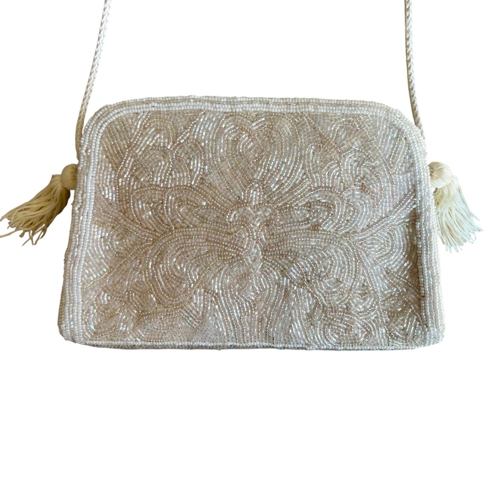 VTG Carla Marchi Beaded Tassel Rope Shoulder Bag Purse